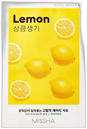 Textílna maska na tvár s výťažkom citróna Airy Fit Sheet Mask Lemon Missha (19 g / 1 ks)