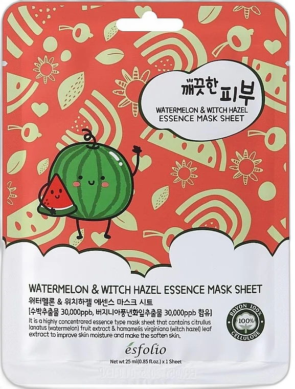ESFOLIO Pure Skin Watermelon Essence Mask Sheet (25 ml / 1 sheet)