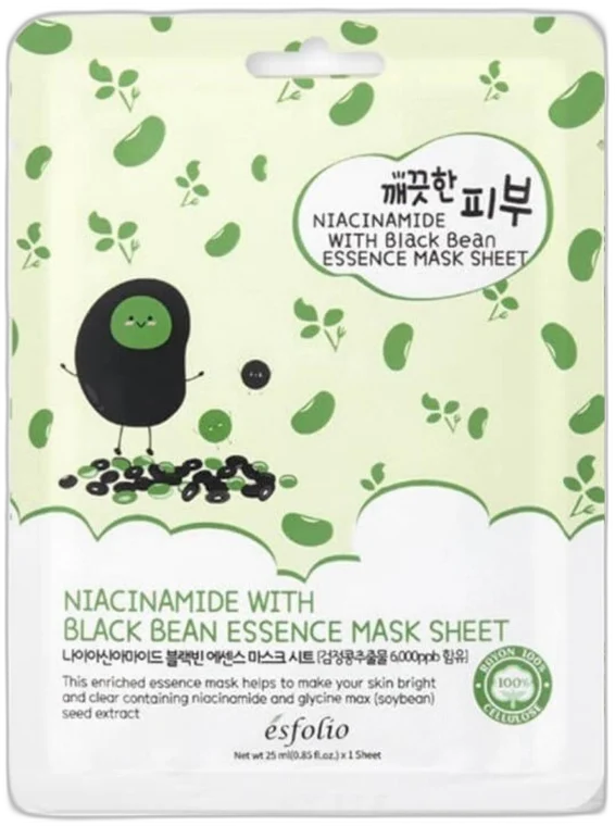 Esfolio Pure Skin Niacinamide Black Bean Essence Mask Sheet