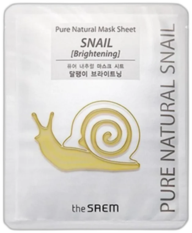THE SAEM Тextílna maska na tvára so slimačím extraktom Pure Natural Mask Sheet Snail Brightening (20 ml / 1 ks)