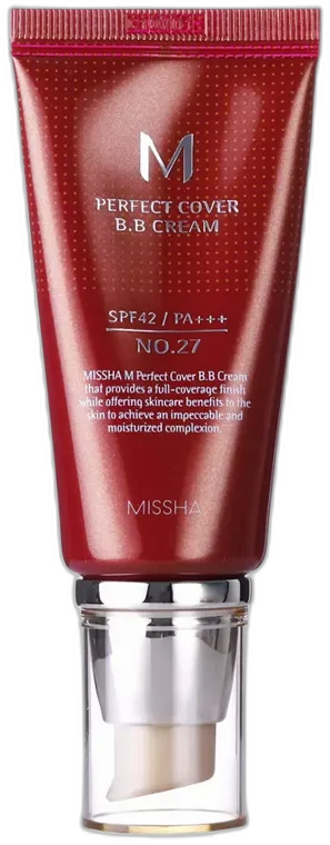 Missha – M Perfect Cover BB Cream SPF 42 – 50 ml, Honey Beige No.27