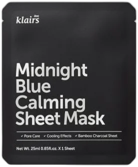Upokojujúca textilná maska na tvár Midnight Blue Calming Sheet Mask  Dear, Klairs