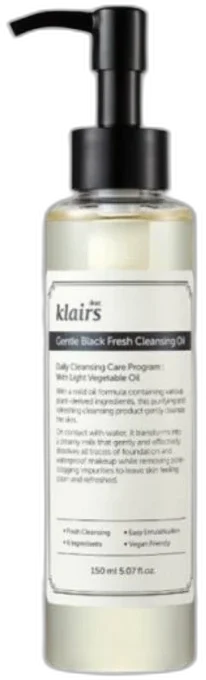Hydrofilný olej na tvár Gentle Black Fresh Cleansing Oil Dear, Klairs