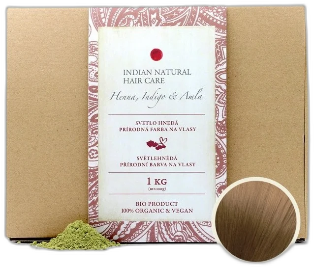 Henna, Indigo & Amla 1kg – svetlohnedá farba na vlasy Indian natural haircare