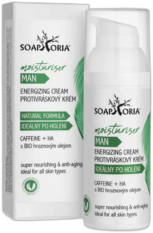 ENERGIZUJÚCI & ZVLÁČŇUJÚCI KRÉM PRE MUŽOV S PROTIVRÁSKOVÝM ÚČINKOM Soaphoria 50 ml