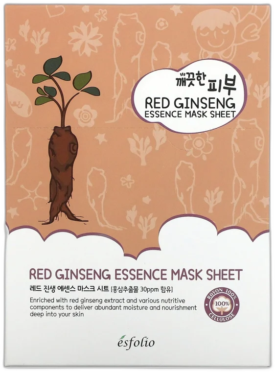 Esfolio Textílna maska na tvár s extraktom červeného ženšenu Pure Skin Red Ginseng Essence Mask Sheet