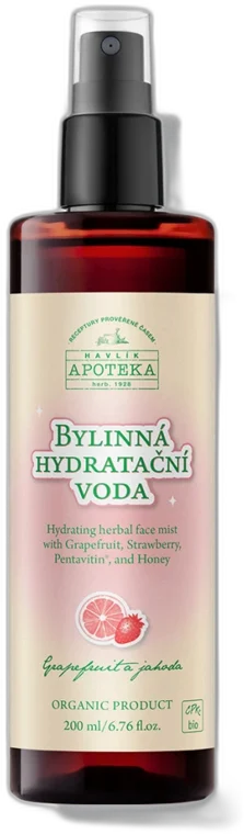 Bylinná hydratačná voda grep a jahoda 200ml Havlíkova Apotéka