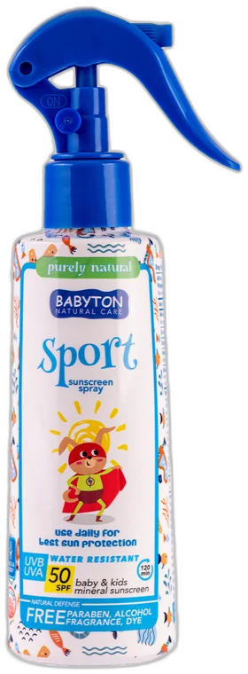 Prírodný opaľovací krém v spreji SPORT SPF50 200 ml BABYTON