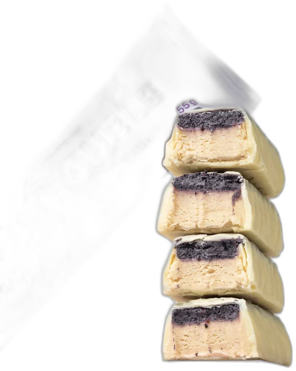 Double Trouble Protein Bar ⁠–⁠ dvojvrstvová oriešková tyčinka – Čučoriedkový cheesecake VILGAIN