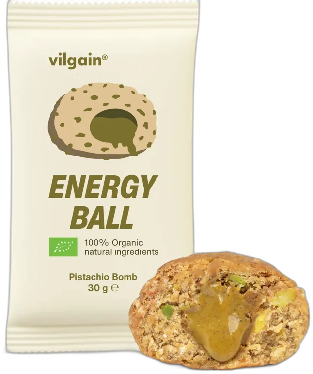 Energy Ball BIO–⁠ plnená mäkká gulička – PISTÁCIOVÝ KRÉM VILGAIN 30g