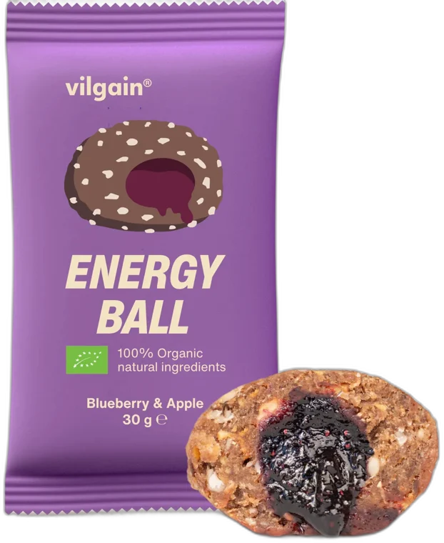 Energy Ball BIO–⁠ plnená mäkká gulička – ČUČORIEDKA A JABLKO VILGAIN 30g