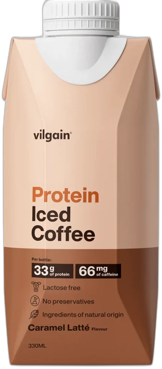 Protein Iced Coffee ⁠–⁠ káva Robusta – KARAMELOVÉ LATTE VILGAIN 330ml