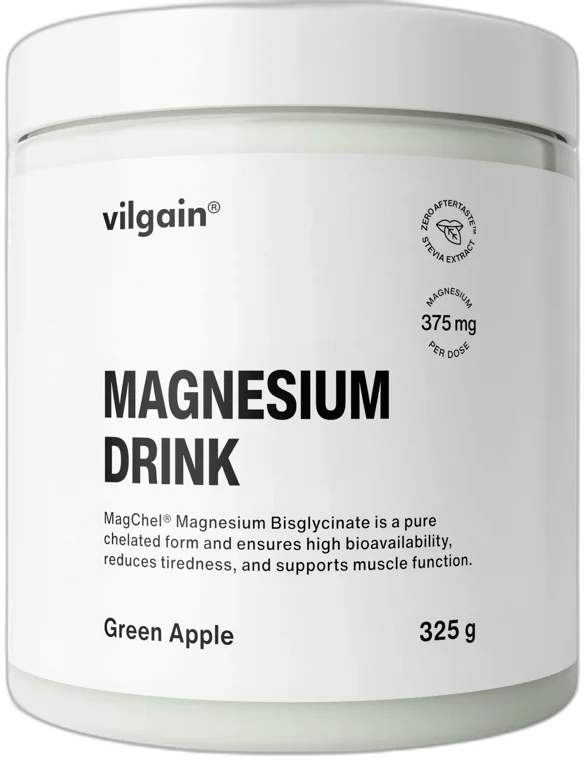 Magnesium Drink ⁠–⁠ ovocný nápoj s horčíkom ZELENÉ JABLKO – VILGAIN 325g