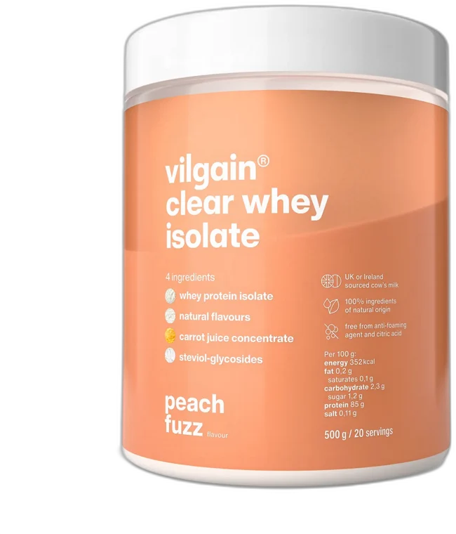 Clear Whey Isolate ⁠–⁠ prírodne sladená proteínová limonáda PEACH FUZZ VILGAIN 500ml