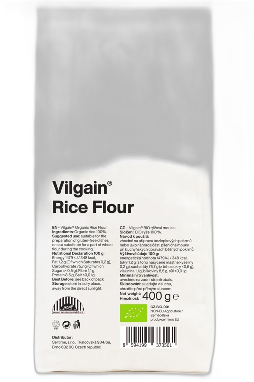 Ryžová múka BIO ⁠–⁠ skvele stráviteľná múka 400g VILGAIN
