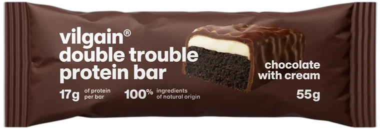 Double Trouble Protein Bar – DVOJITÁ ČOKOLÁDA S KRÉMOM 55g VILGAIN