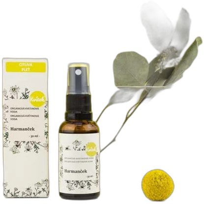 Organická Kvetinová Voda – Harmanček rozprašovač 30ml Kvitok