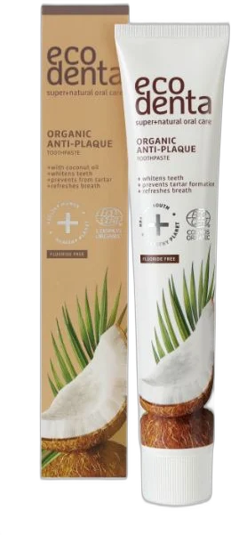 Zubná pasta proti zubnému povlaku s kokosovým olejom a zinkovou soľou 75 ml Ecodenta