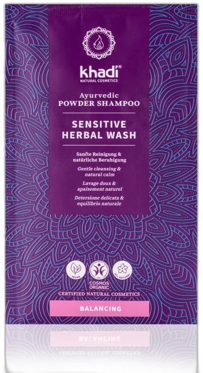 Khadi práškový šampón UMÝVANIE rastlinami – SENSITIVE