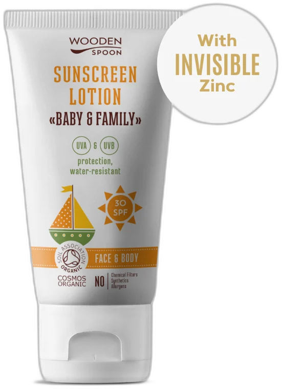 Opaľovacie telové mlieko v tube Baby & Family SPF 30 WoodenSpoon 150 ml