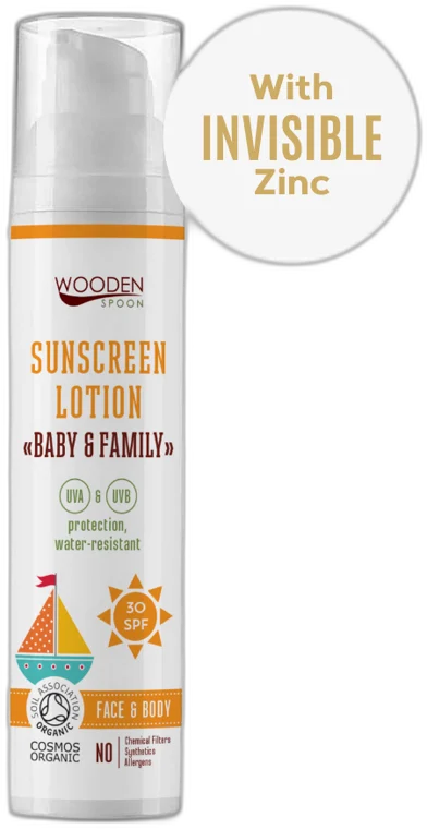 Opaľovacie telové mlieko Baby & Family SPF 30 WoodenSpoon 100 ml